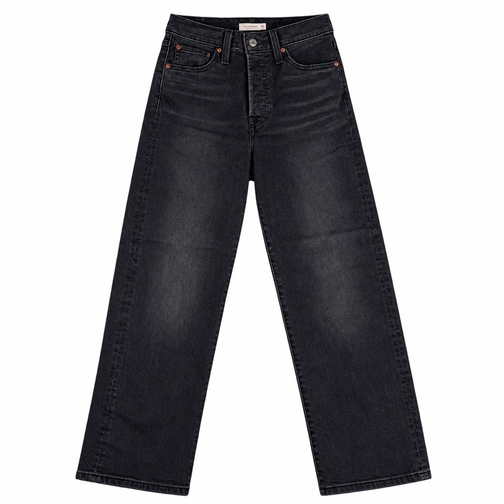 levis ribcage straight ankle black washed jeans 25x27 button fly
